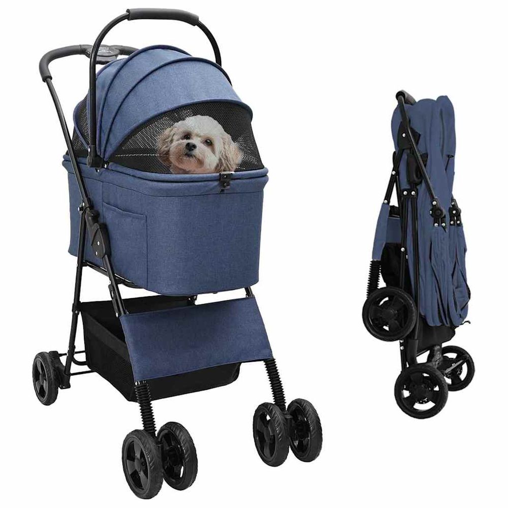 Poussette pliable pour chien chat en tissu oxford pour promenade bleu 81cm