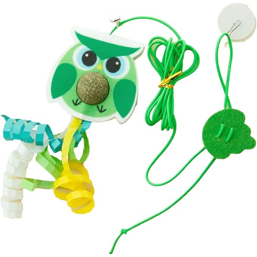 Jouet de chat suspendu rebondissant catnip intérieur(petit oiseau vert)
