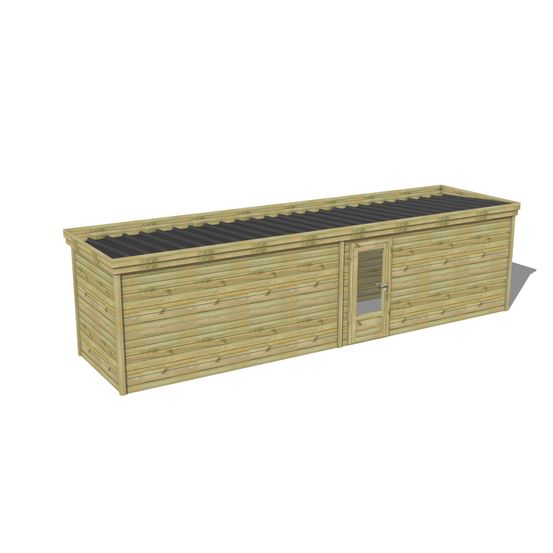 Abri de jardin bois pin traité autoclave 27mm - 8,595x2,14m / 18m2 - bac acier - abri français