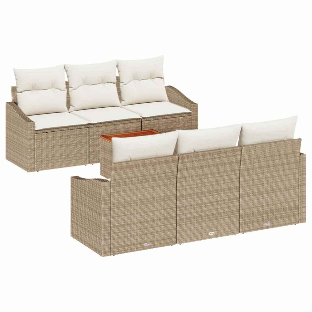 Ensemble de canapé de jardin 7 pc beige et crème polyrotin