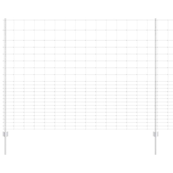 Clôture avec poteau argenté 1,6 x 25 m acier