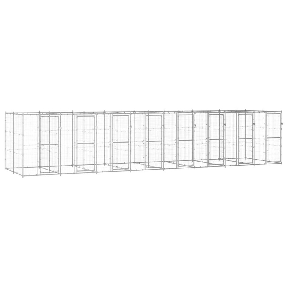 Chenil extérieur cage enclos parc animaux chien extérieur acier galvanisé 19,36 m²