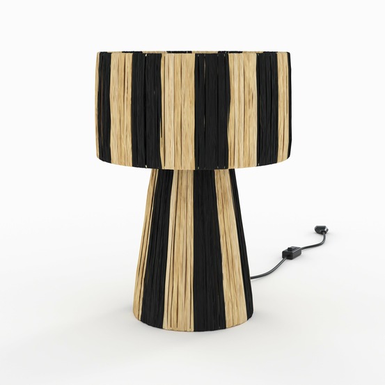 Soléa-lampe rayée noire en feuille de palmier