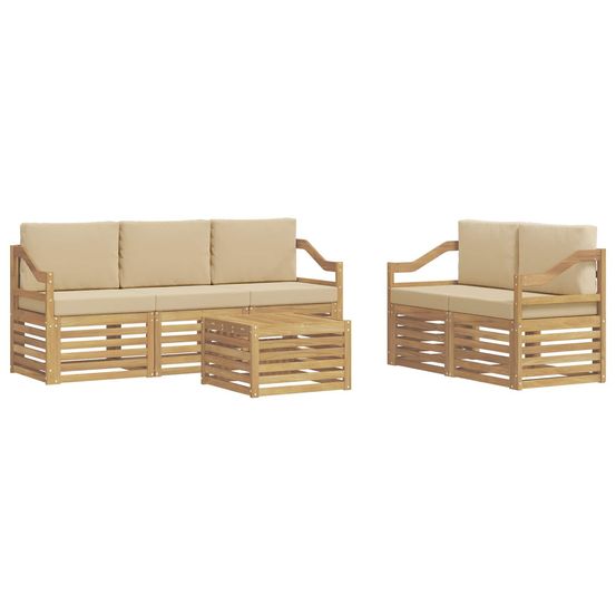 Ensemble de canapés d'extérieur 6 pc blanc et beige polyester