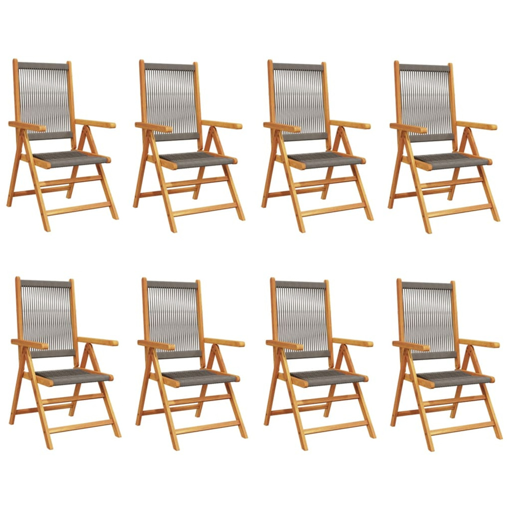 Chaises inclinables de jardin lot de 8 gris bois massif acacia