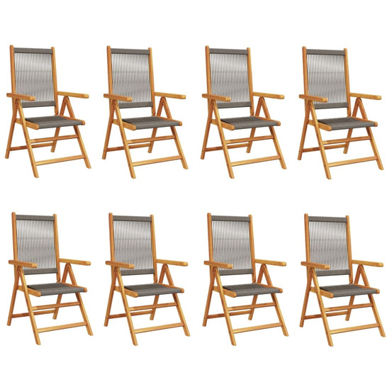 Chaises inclinables de jardin lot de 8 gris bois massif acacia