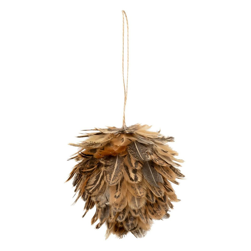 Décoration de sapin plumes marron 10cm