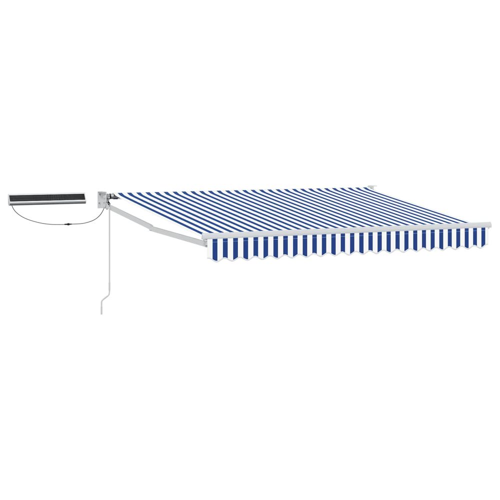 Auvent rétractable électrique bleu et blanc 2,5 x 2 m