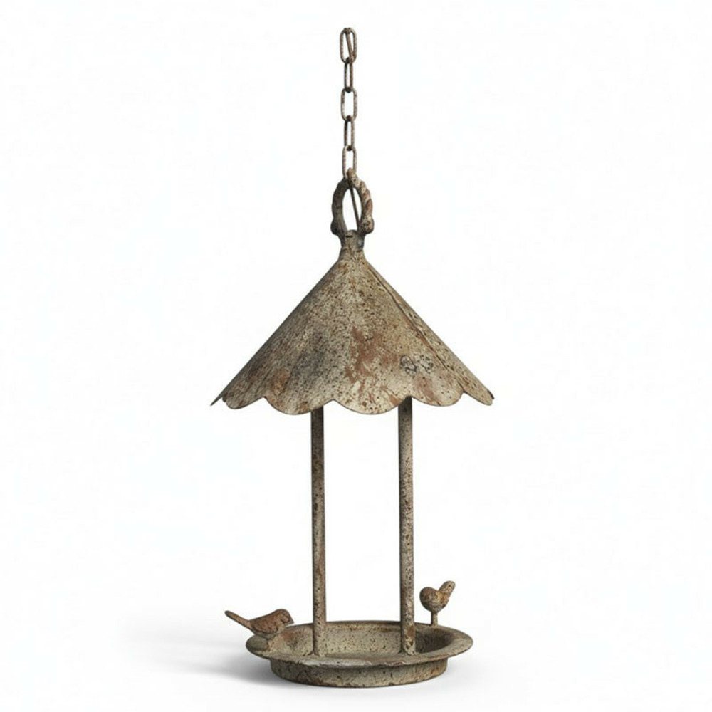 Mangeoire oiseaux fer patiné à suspendre 37x20cm