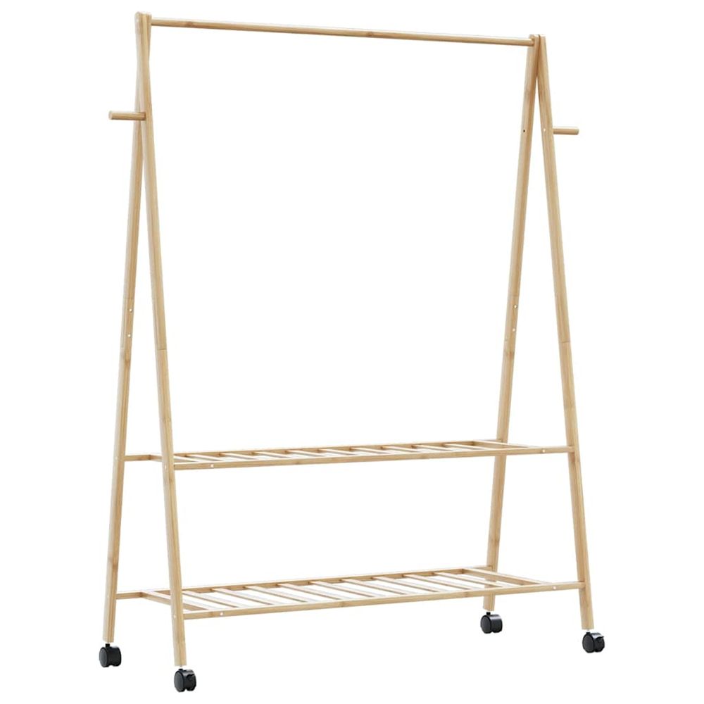 Porte-vêtements et étagères roulettes 132x45,5x155,5cm bambou