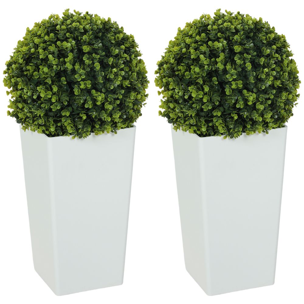 Lot 2 plantes artificielles eucalyptus plastique pot trapèze entrée balcon 65cm vert