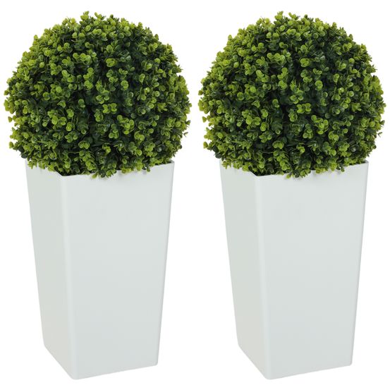 Lot 2 plantes artificielles eucalyptus plastique pot trapèze entrée balcon 65cm vert