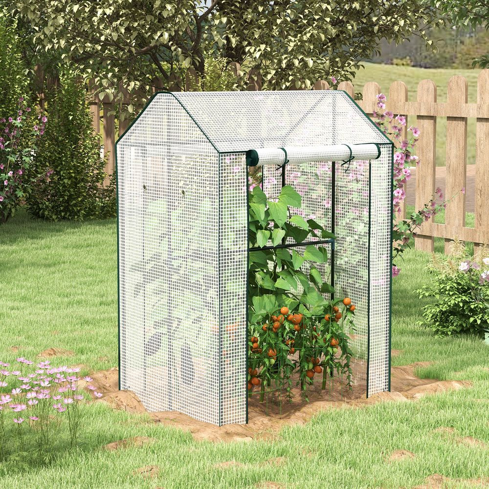 Mini serre de jardin acier pe blanc 100 x 80 x 150 cm potager plantes ventilation - comfortxl outdoor living
