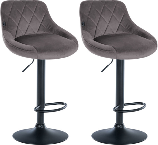 Lot de 2 tabourets de bar lazio velours noir
