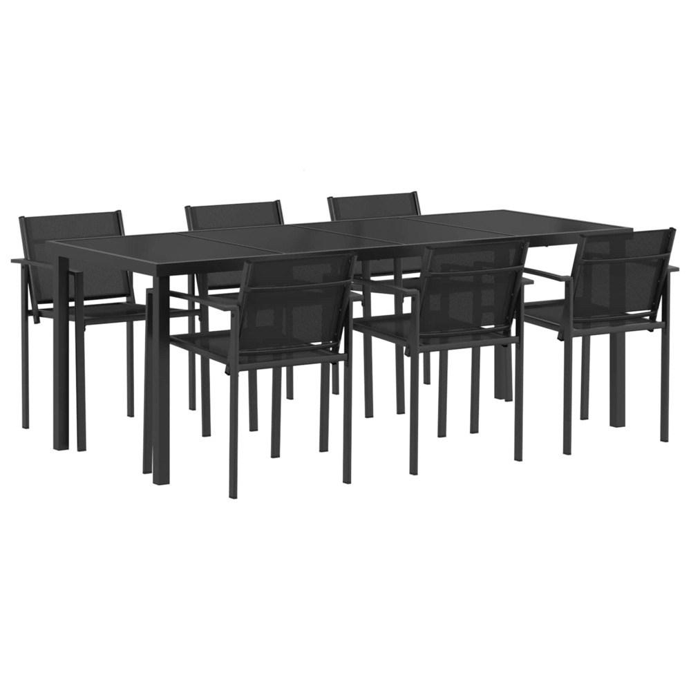 Ensemble de meubles d'extérieur 7 pcs noir et anthracite