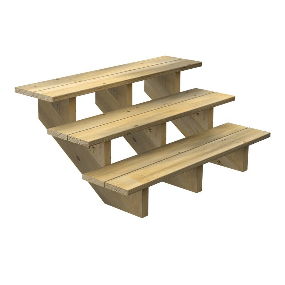 Escalier bois exterieur - 3 marches - largeur : 1m20 - hauteur : 51cm - sans contremarches - pin du nord