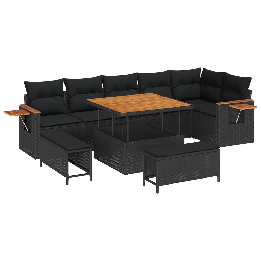 Ensemble de canapé de jardin 9 pc noir polyrotin