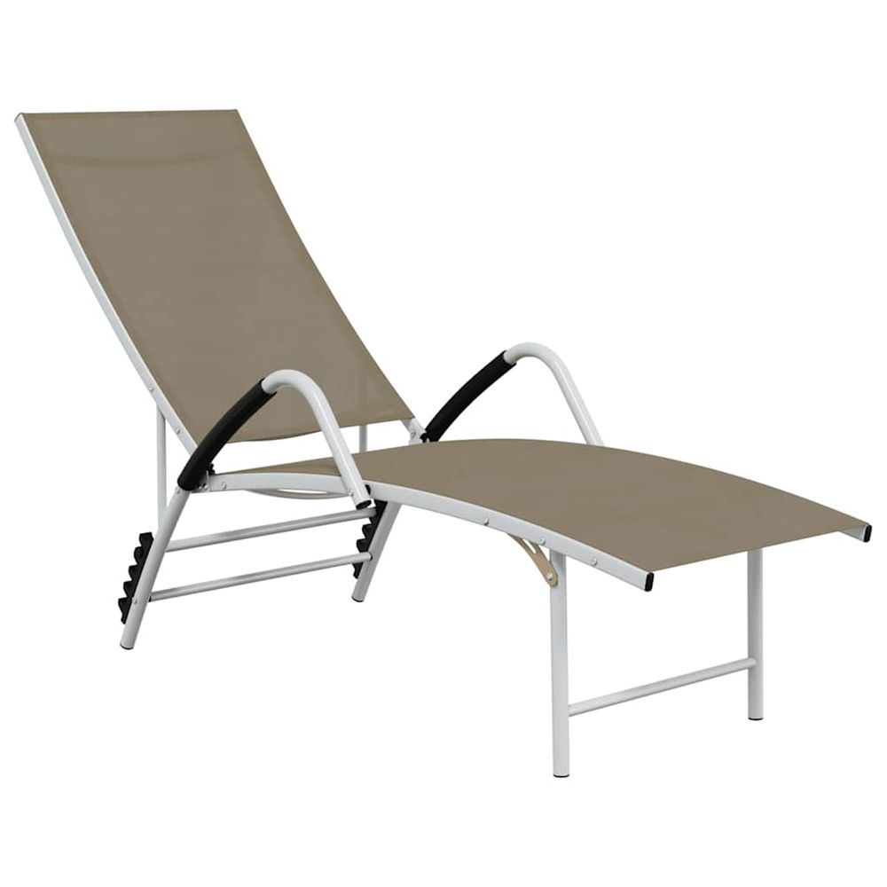 Chaise longue textilène et aluminium taupe bain de soleil