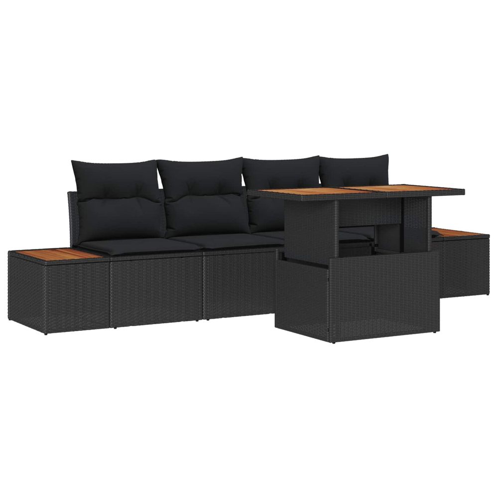 Ensemble de canapé de jardin 5 pc noir poly rotin