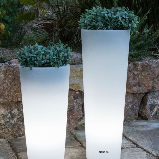 Pot lumineux solaire ficus 80 smarttech, recharge solaire ou usb, avec telecommande