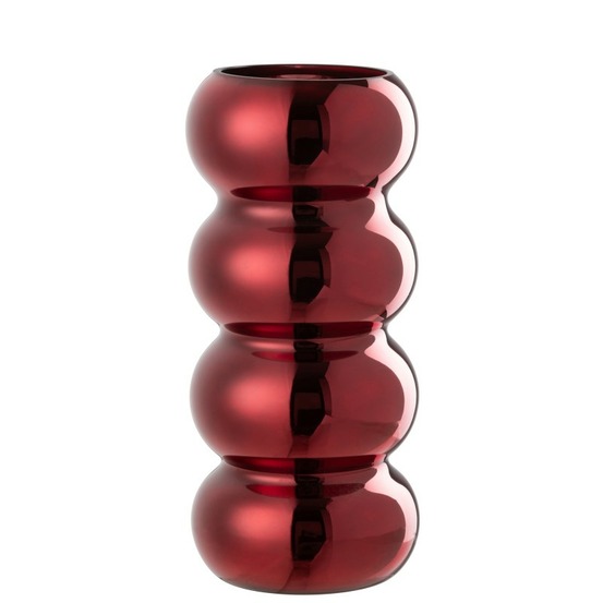 Vase chenille en verre rouge 13.5x13.5x30 cm