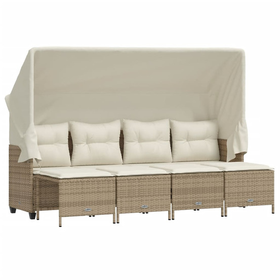 Salon de jardin avec coussins 5 pcs beige résine tressée