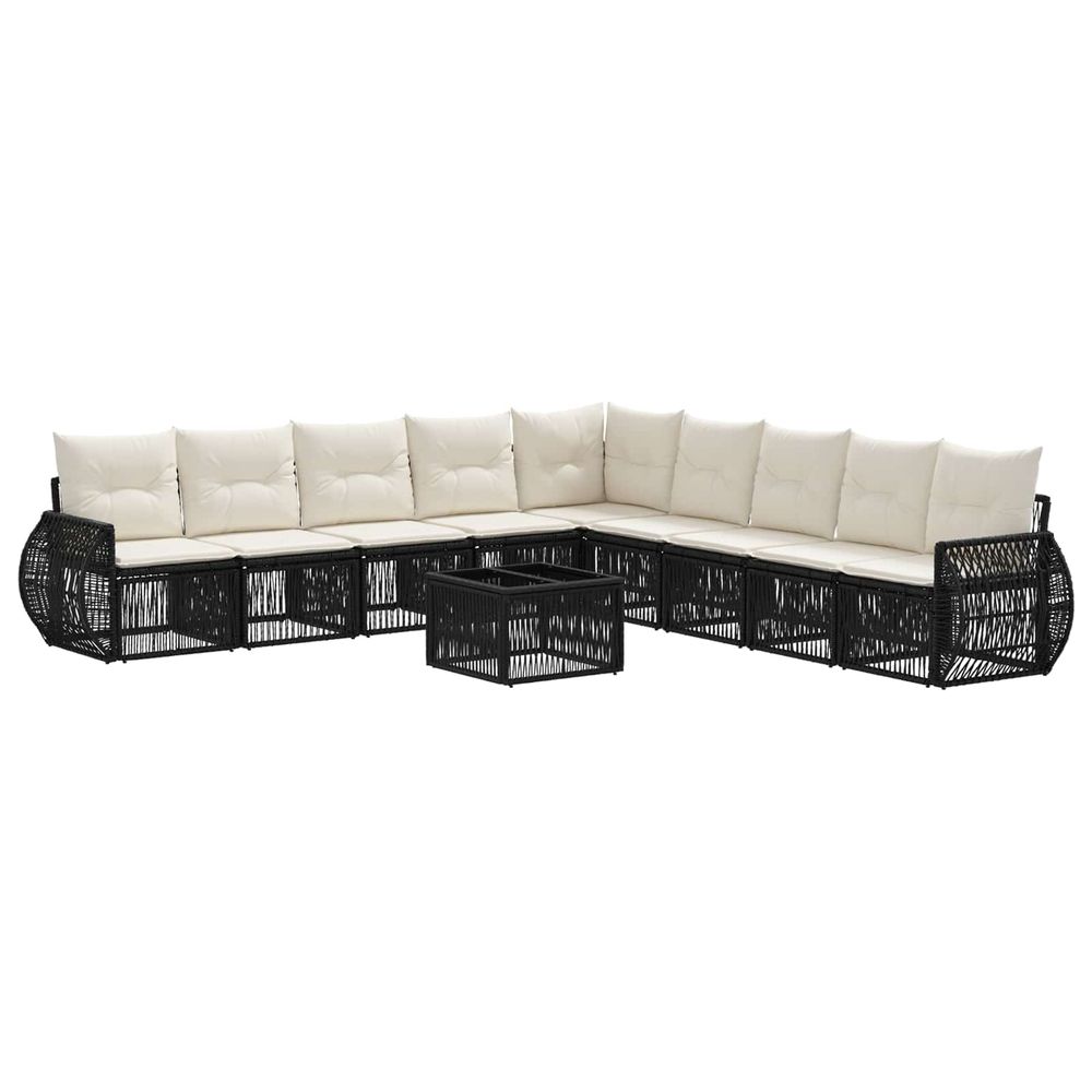 Ensemble de canapé de jardin 10 pc noir et blanc crème