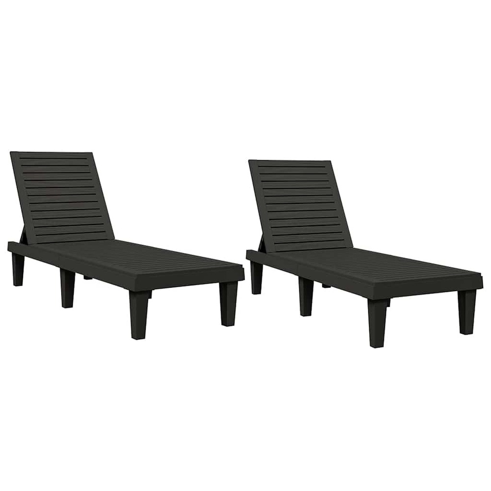 Chaises longues lot de 2 noir 155x58x83 cm polypropylène
