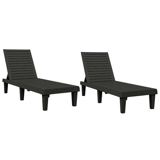 Chaises longues lot de 2 noir 155x58x83 cm polypropylène