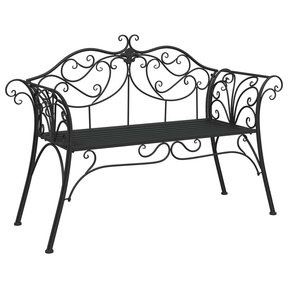 Banc de jardin 2 -places 131 x 47,5 x 90 cm acier noir