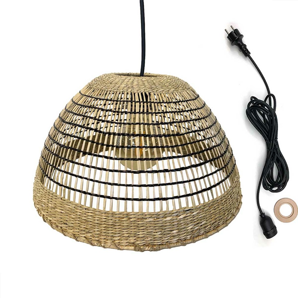 Suspension extérieure herbe marine beige d38cm câble 5m