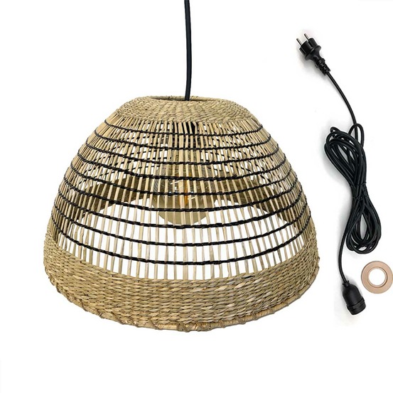Suspension extérieure herbe marine beige d38cm câble 5m