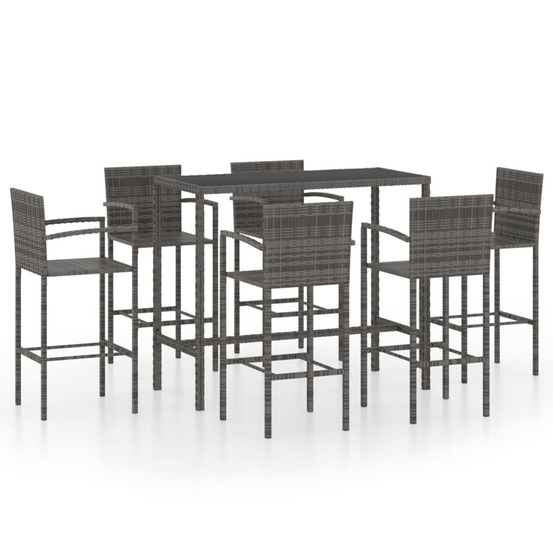Ensemble de bar de jardin 7 pcs résine tressée gris