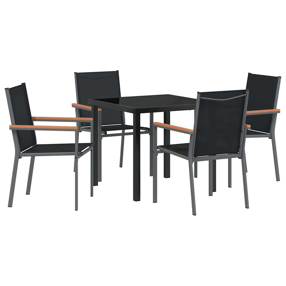 Ensemble de salle à manger pour jardin 5 pcs noir