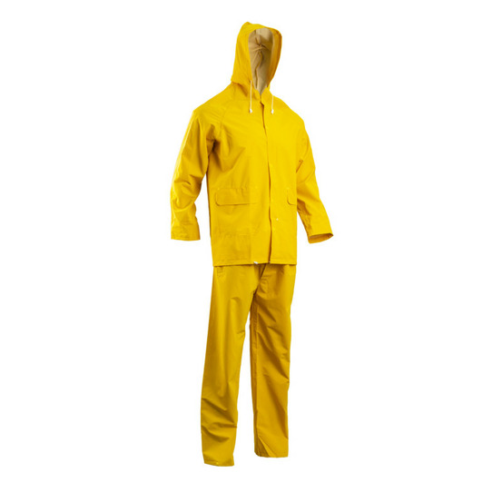 Ensemble de pluie veste et pantalon double enduction pvc jaune tm 50210
