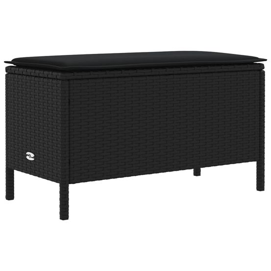 Pouf de jardin avec oreiller noir 80 x 38 x 45 cm rotin pe