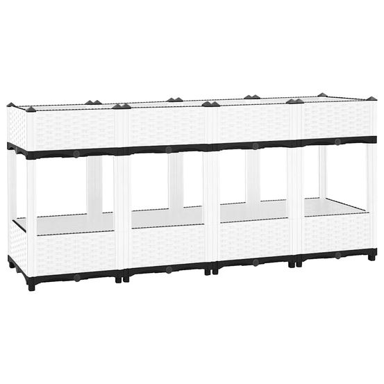 Grand potager sur pieds xxl design tressé blanc pour légumes et fleurs sans se baisser gris 160 cm