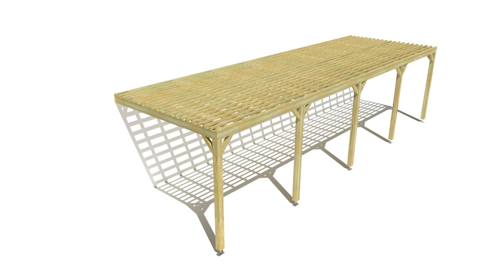 Pergola bois • 10m x 3m • adossée • sens profondeur • lattage bois • livraison comprise