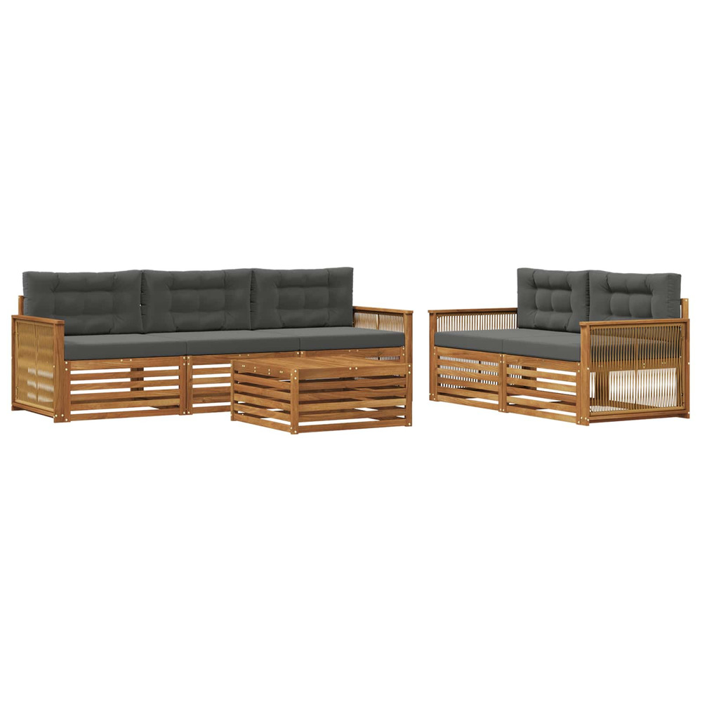 Ensemble de canapés d'extérieur 6 pcs naturel et anthracite