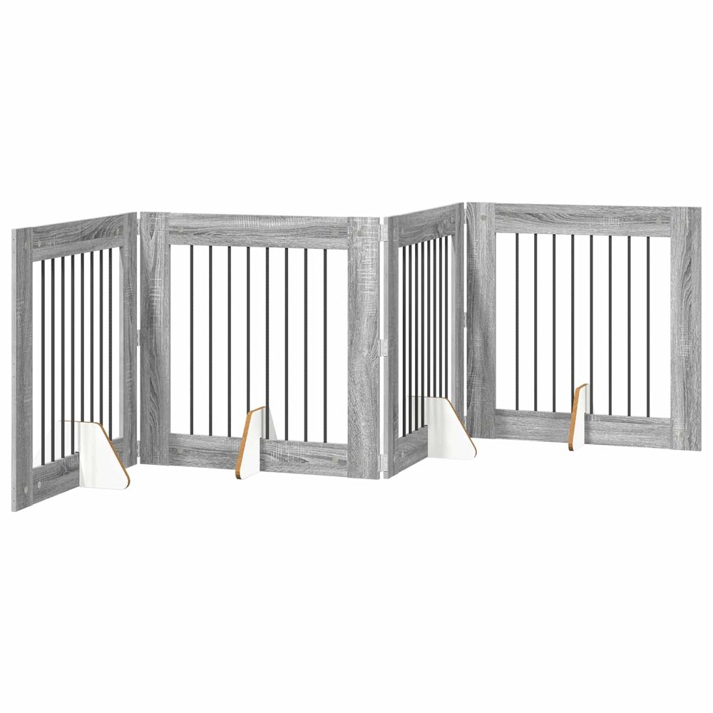 Porte de chien pliable avec supports 4 pc sonoma gris 321 cm