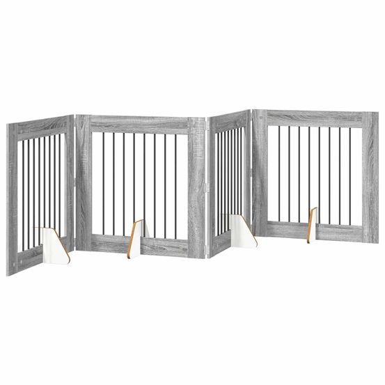 Porte de chien pliable avec supports 4 pc sonoma gris 321 cm