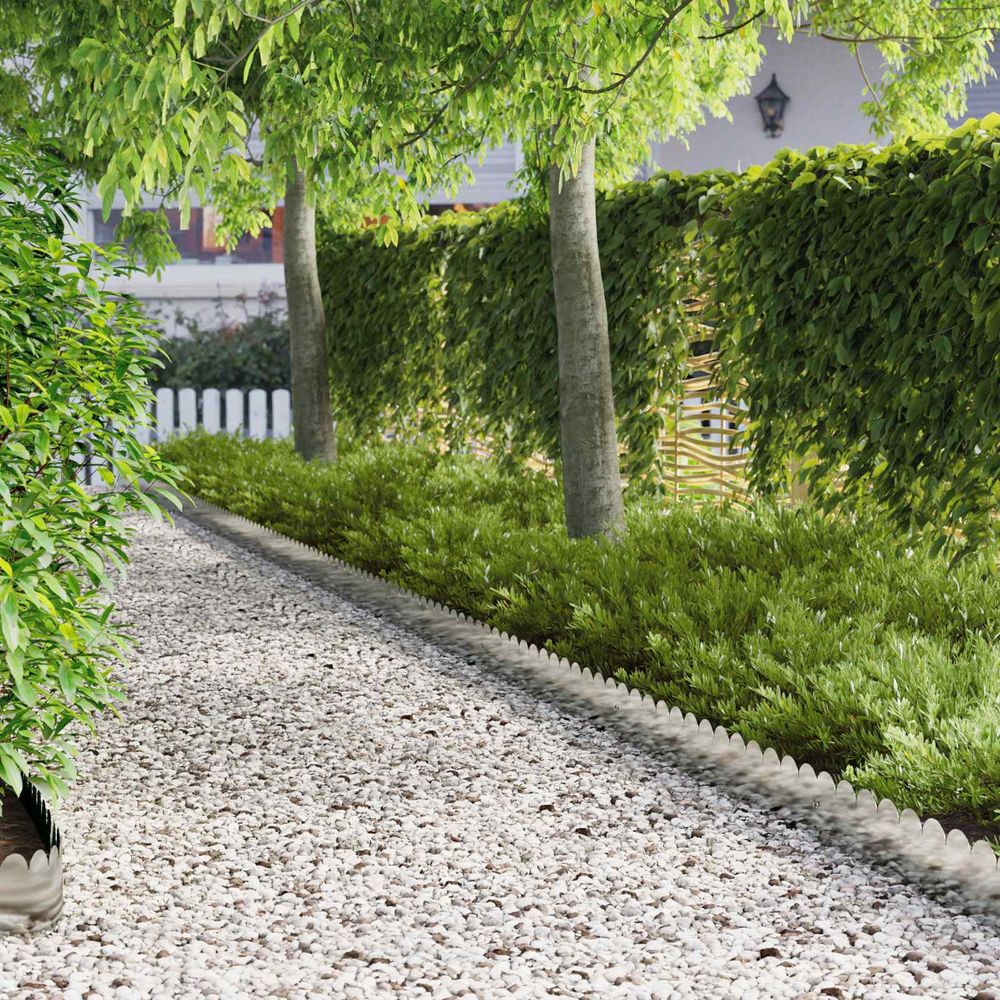 Bordure minimaliste acier contours jardin agencement flexible 103x20cm argenté