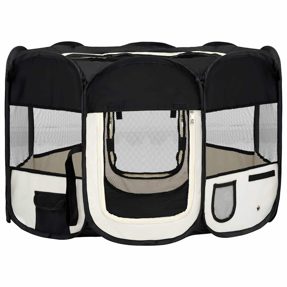 Parc pliable pour chien avec sac de transport noir 110x110x58cm