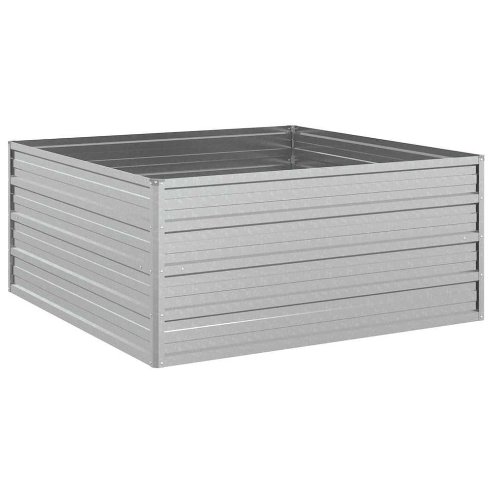 Lit surélevé de jardin 100x100x45 cm acier galvanisé argenté