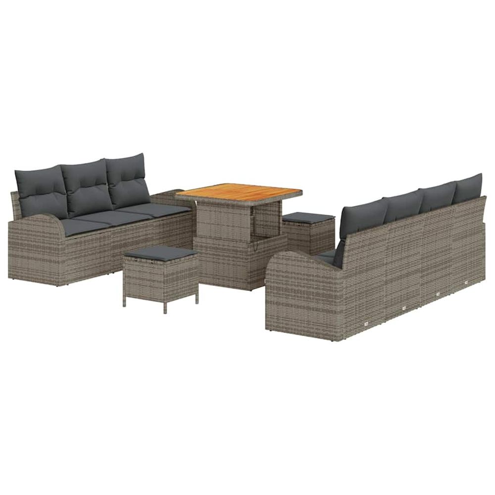 Ensemble de canapé de jardin 10 pc gris polyrotin