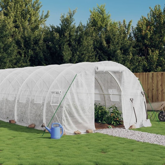 Serre avec cadre en acier blanc 54 m² 18x3x2 m