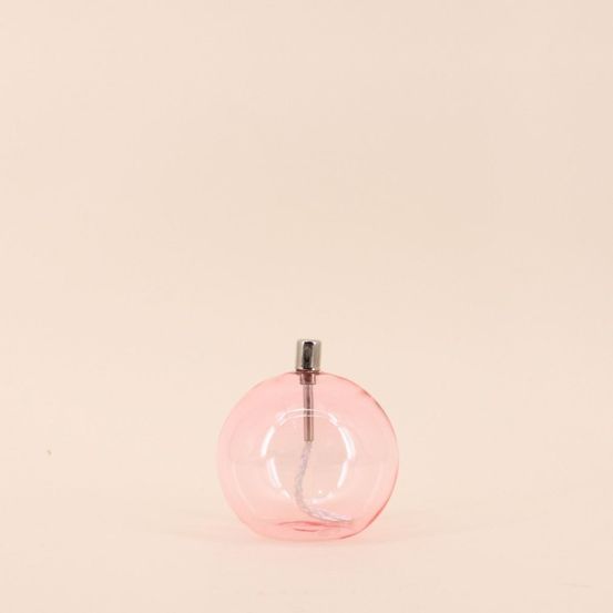 Lampe à huile sphère en verre soufflé rose 9cm