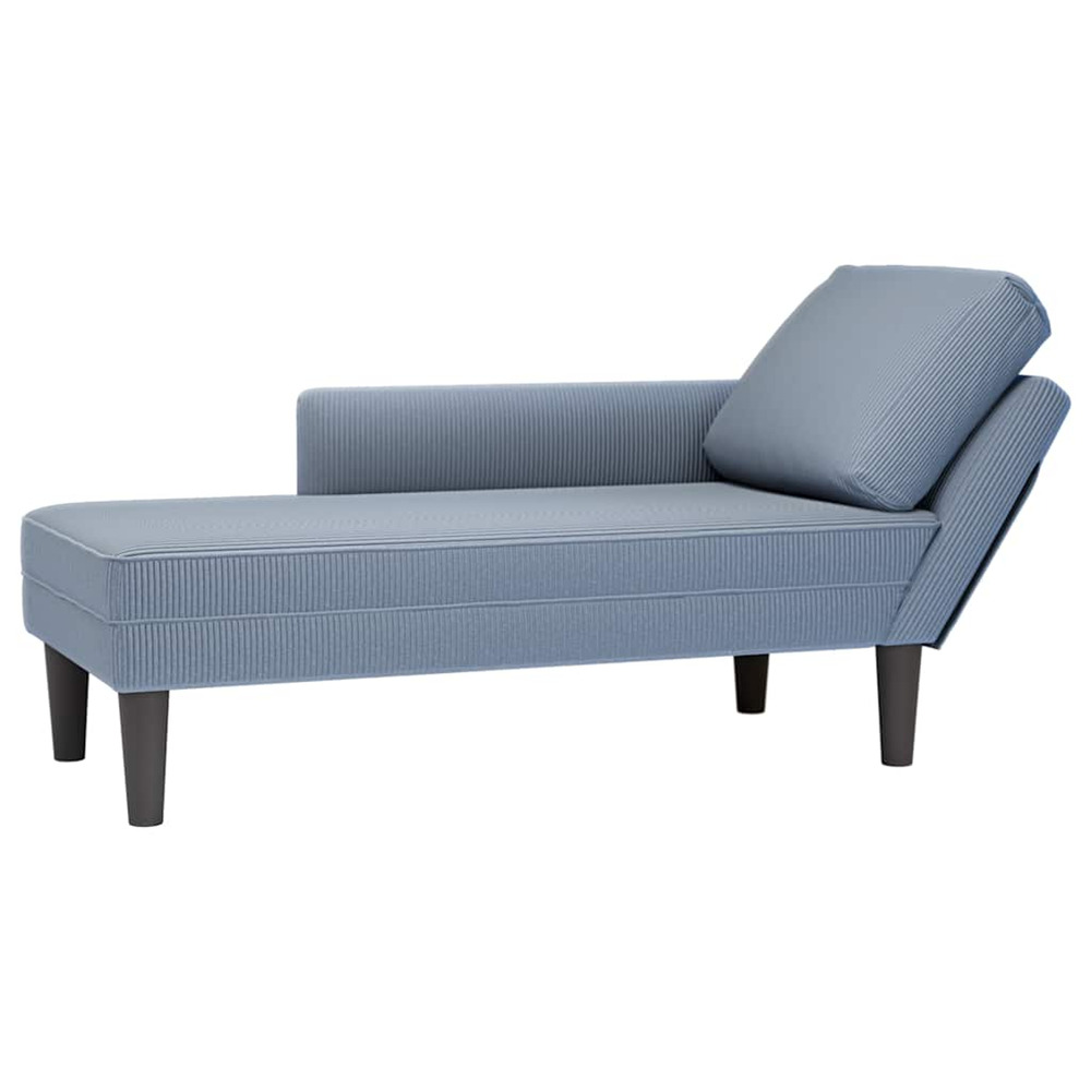 Chaise longue avec coussin bleu tissu en velours côtelé bain de soleil