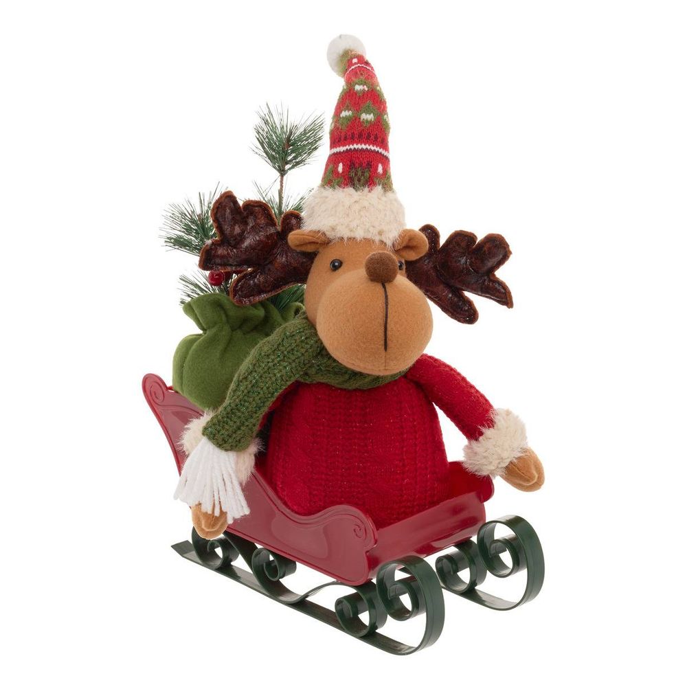 Renne de noël snovi avec traîneau h. 40 cm