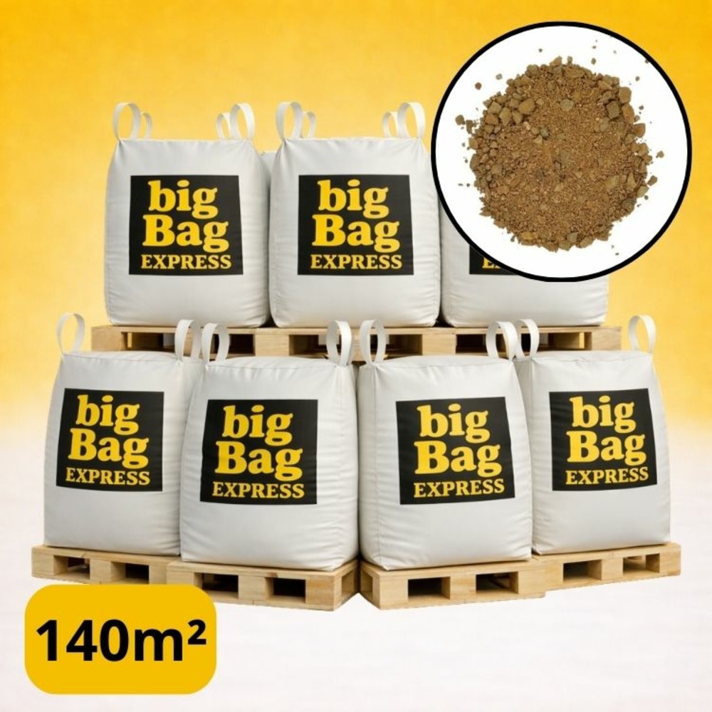 Pack 7 x big bag de +/- 1,5t ≃ 140m² sable stabilisé beige pour terrain de pétanque ø 0/6 mm - livraison premium